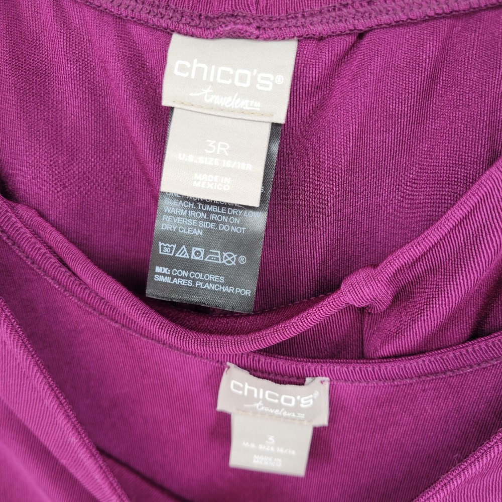 Chicos Travelers Plum Purple 2 Piece Set Tank Top Straight Leg Pants Size 3 XL - Picture 4 of 8